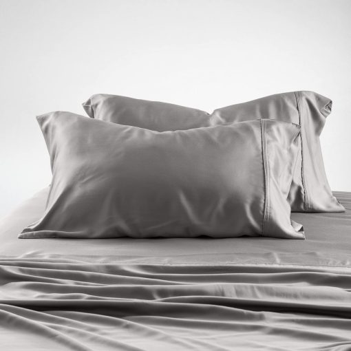 Juego de sabanas Olive + Crate Split King para cama ajustable, 100% fibra de Tencel Eucalyptus certificada de Austria, mejor que seda, lino y algodon, sabanas refrescantes para personas con calor, color gris piedra (106" x 107") - Imagen 6