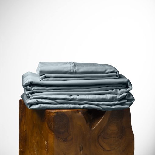 Juego de sabanas King Size Olive + Crate Luxury Series 100% Tencel Eucalyptus - 4PC Sabanas de cama super suaves y frescas | Bolsillo profundo de 18'' Sabana plana, ajustada y 2 fundas de almohada Azul Basalto