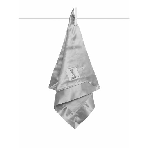Manta para bebe Little Giraffe - Manta ultra suave con ribete de satin - Manta para cochecito de bebe - Articulos esenciales para recien nacidos y regalos para bebes - 14x14" - Plata - Imagen 2