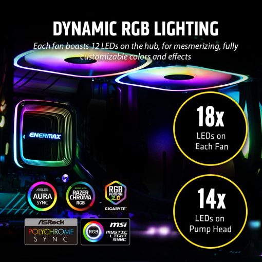 Enfriador de liquido para CPU Enermax Aquafusion ADV 120 Blanco A-RGB - Espejo Infinito, Radiador de 120mm, Ventilador ARGB PWM de 120mm, Compatible con AMD AM5/Intel LGA1700, Garantia de 5 Anos - Imagen 6