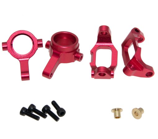 Piezas de Metal Compatible con 1/18 Axial Yeti Jr RTR Rc Car Upgrade Hub Carrier/C-Hub & Knuckle Arms & Rear Lower Chassis Link & Front Lower Control Arm & Suspension Arm Aleacion de Aluminio de Repuesto (Rojo) - Imagen 3