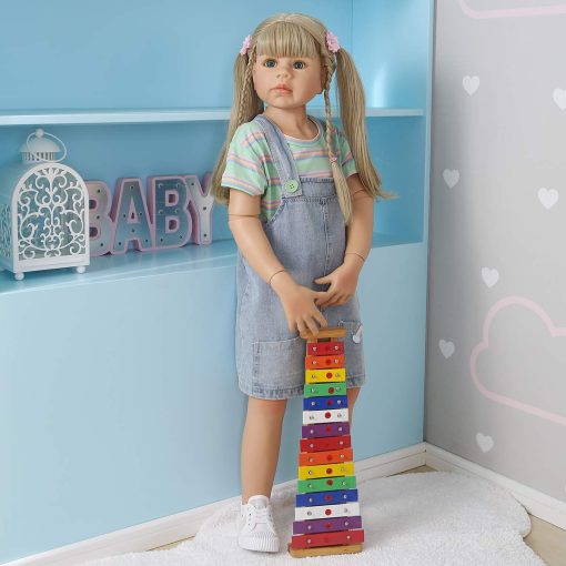 Muneca Realista de Muneca Renacida de Nina con Cabello Largo Rubio de 39 Pulgadas de Altura de Cuerpo Completo de Vinilo con Articulaciones de Bolas - Imagen 6