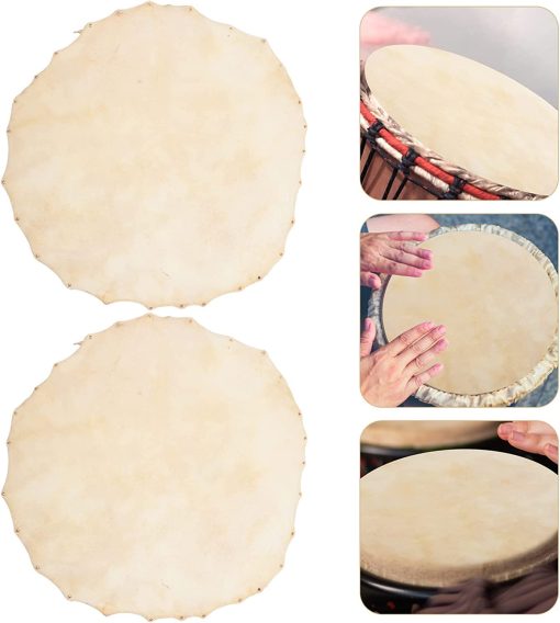 Piel de Cabra para Djembe Annafi 2 piezas de 30cm/11.8 pulgadas Piel de Tambor de Cabra Piezas de Repuesto para Tambores Africanos/Shamanes 8 pulgadas | Piel de Tambor Plana Redonda Natural para Instrumentos Musicales (30 cm) - Imagen 4