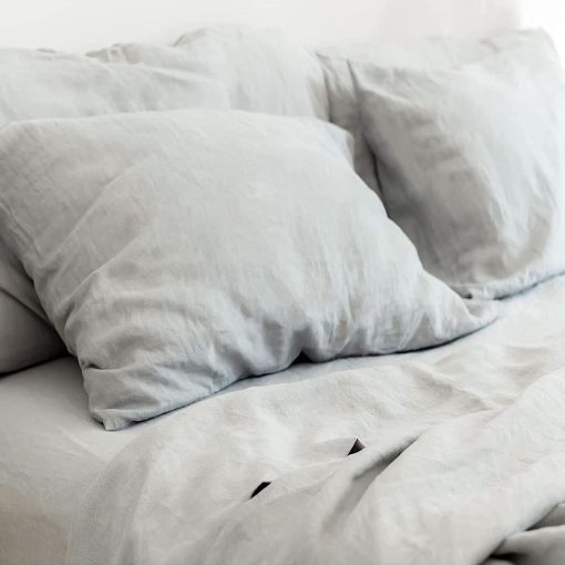 Sabana Ajustable 100% Lino Frances Baloo (Gris Paloma - 54"x75" - Tamano Completo) | Fresca, Suave y Duradera | con Bolsillos de 16" de Profundidad | Certificacion Oeko-TEX? Standard 100