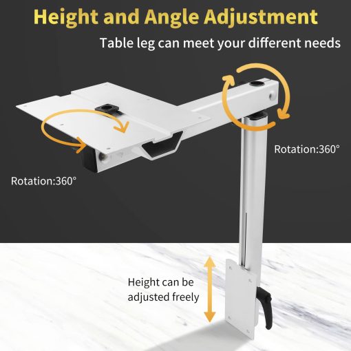 Pata de Mesa Desmontable Virego para Accesorios de RV, Pata de Mesa de Ordenador Portatil de Aleacion de Aluminio con Rotacion de 360 Grados, Pata de Mesa Ajustable en Altura para Caravanas, Autocaravanas, Yates, Facil de Instalar - Imagen 2
