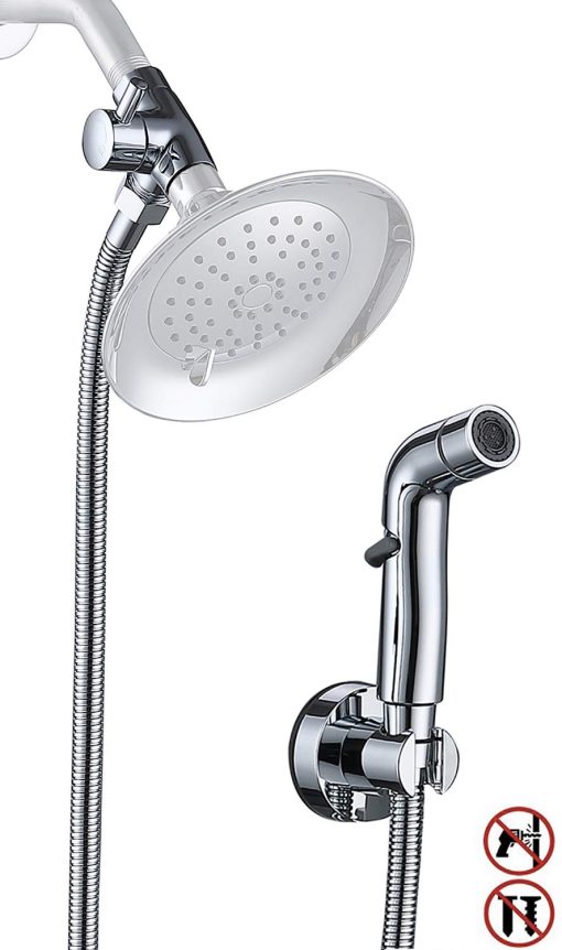 G-Promise Accesorio de Ducha para Perros para una Ducha Rapida y Limpia de Mascotas | Rociador Multifuncional, Valvula de Ducha de Metal, Manguera Extra Larga de 100 Pulgadas, Gancho Sin Taladrar | Bano/Lavado de Perros (Cromo)