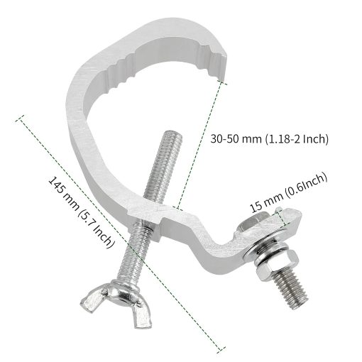 PINGEUI 10 Pack Abrazadera de Luz de Escenario, Abrazadera de Truss de Aleacion de Aluminio, Gancho de Abrazadera de Luz de Escenario para Luces de DJ, Luces Par, Luces de Foco, Apto para Tuberia de 1.18-2 Pulgadas de Diametro Exterior, Carga Maxima 44 lbs - Imagen 2