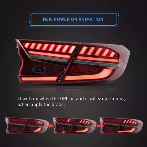 Luces Traseras LED VLAND compatibles con Honda Accord 10th Gen 2018-2022 con Lamparas Traseras de Animacion Dinamica de Escaneo y DRL de Respiracion, con Secuencial, Rojo, Par 4Pcs - Imagen 6