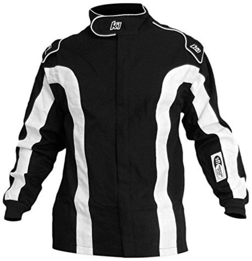 Chamarra de Carreras K1 Race Gear Triumph 2 de Una Capa de Proban de Algodon SFI-1 (Negro/Blanco, Extra Pequeno)