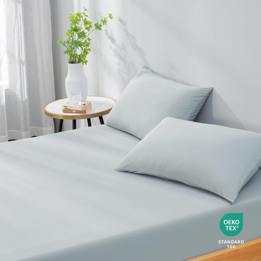 Juego de Sabanas Ajustables Dream Valley? King Size con 2 Fundas de Almohada, Q-Max > 0.4 Aerocool? 3 Piezas sin Sabana Plana, Ideal para el Calor Nocturno, Personas que Sudan en la Noche, Gris Fresco - Imagen 2