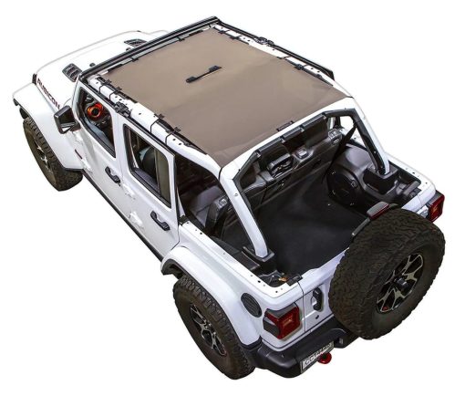 SPIDERWEBSHADE Malla superior para parasol Jeep compatible con Jeep JLU 4 puertas (2018 - actual) Hecho en los EE. UU. Malla superior para parasol Accesorio para Jeep (Beige)