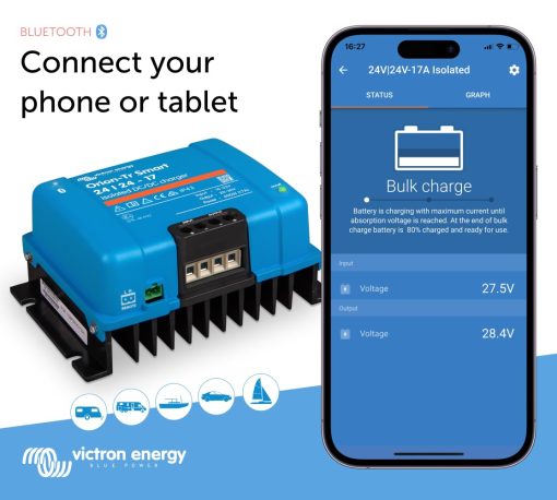 Cargador Victron Energy Orion-Tr Smart 24/24-Volt 17 amp 400-Watt DC-DC Aislado (Bluetooth) - Imagen 2