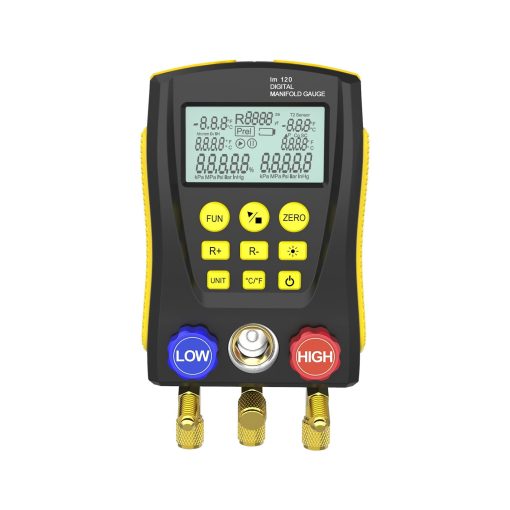 Medidor de Presion de Manifold Digital de Refrigeracion HVAC Prueba de Fugas de Prueba de Presion de Vacio de Temperatura con 3 Mangueras Incorporadas 89 Base de Datos LM120