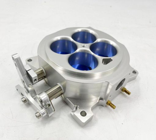 Cuerpo del acelerador CNC Billet 1000 CFM 1.75" Nucleo de 4 Barriles 4150 Plata Compatible con Chevy GM LS1 LS2 LS3 LS6 LS7 LS9 LSX Chevrolet Ford 302 SBC - Imagen 2