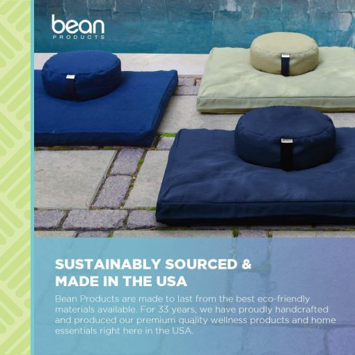 Juego de Meditacion ZAFU + ZABUTON de Bean - Almohada Ovalada ZAFU Rellena de Trigo Sarraceno + Almohadilla Grande ZABUTON Rellena de Algodon - Lona de Algodon Verde Bosque - Kit de Asiento Tradicional Tibetano de Zen Mindfulness - Hecho en EE. UU. - Imagen 7