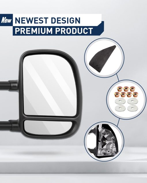Espejos de Remolque ECCPP de Repuesto para Ford F250 F350 F450 F550 Super Duty 1999-2007 Espejos Manuales Negros del Lado del Conductor y del Pasajero - Imagen 6