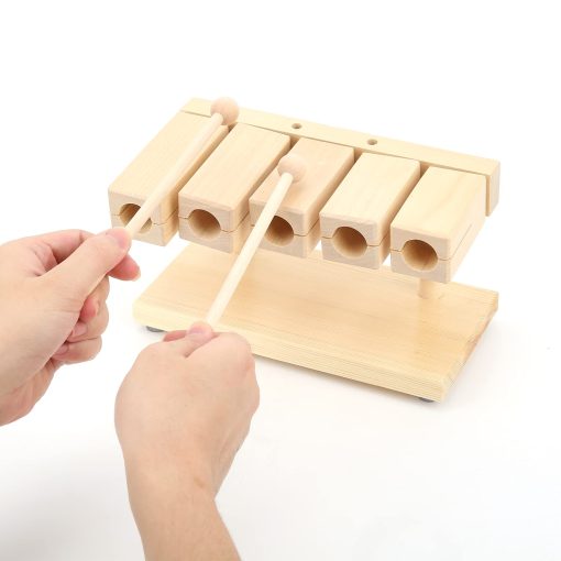 Bloques de Ritmo de Madera, Bloques de Percusion Musica con Martillo para Templos para Yoga - Imagen 2