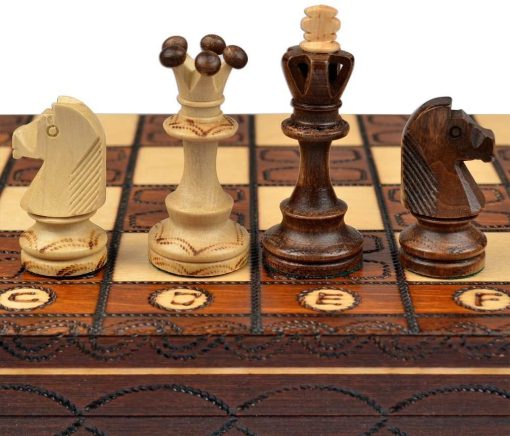 Juego de Ajedrez de Madera Europeo Hecho a Mano con Flores, Tablero de 16 Pulgadas y Piezas de Ajedrez Talladas a Mano - Imagen 2