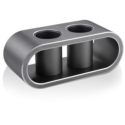 Soporte de Aluminio para Almacenamiento de Microfonos de Escritorio de Metal WikrOck, Base de Soporte para Microfonos Inalambricos, Organizador de Microfonos Elegante para Mesas (M, Gris Cepillado)
