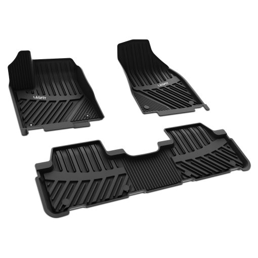 Tapetes para piso LASFIT para Toyota Highlander 2014-2019 (No valido para hibridos) Alfombrillas a medida para piso TPE delanteras y traseras para 2 filas de asientos, Negro - Imagen 9