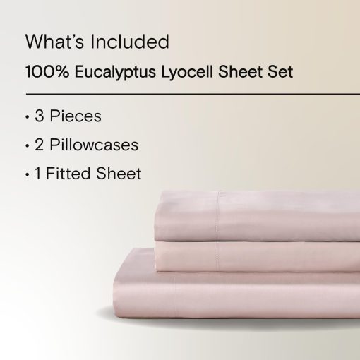 Juego de sabanas SIJO AiryWeight Tencel, 100% Lyocell derivado de eucalipto, Suave como la mantequilla, Ganador de las Mejores Sabanas Refrigerantes de Architectural Digest 2022 - 3 piezas - 2 fundas de almohada 1 sabana ajustable (Rosa Claro, Full) - Imagen 2