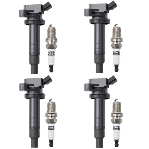 Paquete de Bobina de Encendido y Bujia de Iridio OYEAUTO UF247 Juego de 4pcs Compatible con Toyota Corolla Matrix Chevrolet Prizm 1.8L L4