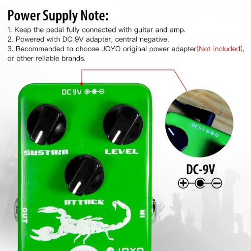 Pedal Compresor JOYO Dynamic Low Noise - Reconstruccion Clasica del Compresor Ross para Guitarra Electrica & Bajo - Bypass Verdadero (JF-10) - Imagen 5