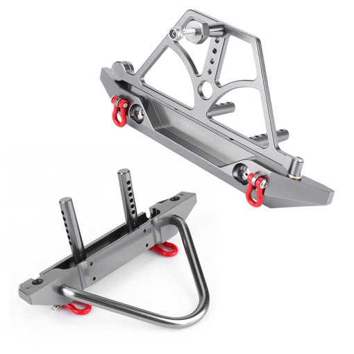 Parachoques para RC Crawler, Juego de Parachoques Delantero Trasero de Metal de Carreras CNC con Porta-llanta de Repuesto para SCX10 SCX10 II