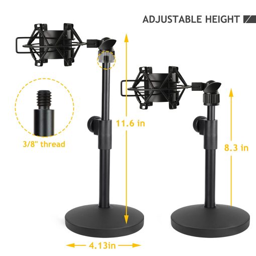 Soporte de microfono de escritorio AT2020, Soporte de microfono de mesa ajustable con montura de choque para microfono de estudio de condensador Audio Technica AT2020 AT2020USB+ AT2035 ATR2500 por Frgyee - Imagen 5