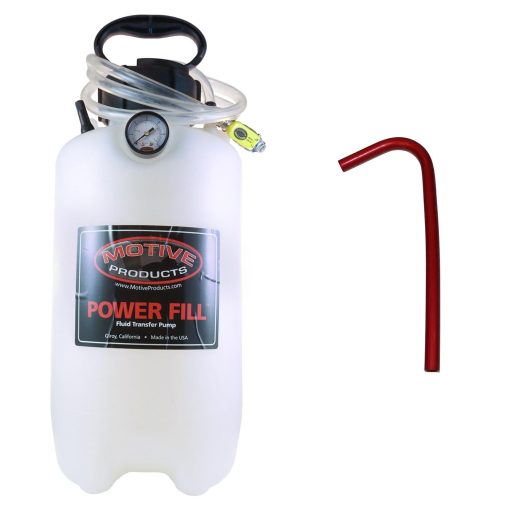 Motive Products 1745 Power Fill Pro Bomba de Transferencia de Liquido 2 Gal Tanque con Valvula Schraeder, Valvula de Bola de Cierre y Manguera, Capacidad de 8 Cuartos