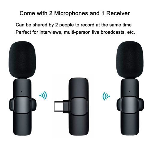 Microfono Inalambrico de Solapa AKARMOVO para Telefonos Android con Conector Tipo C, Microfono de Pinza con 2 Microfonos para Puerto USB-C, Reduccion de Ruido de Sincronizacion Automatica para Grabacion de Video, Entrevistas, Vlogs - Imagen 4