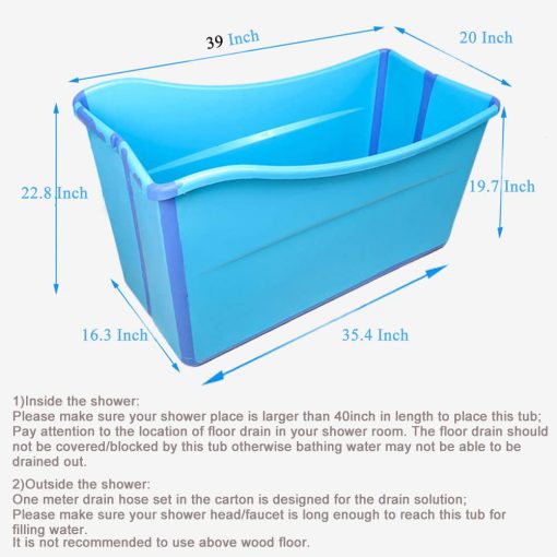 Baño Plegable Grande para Bañera W WEYLAN TEC para Niños Gemelos Adulto Azul - Imagen 3