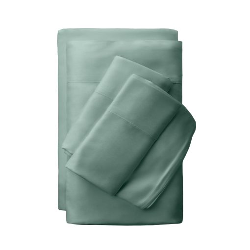 Juego de sabanas de saten Cariloha Classic de 4 piezas | Brisa de Tahiti | Split King | Material de viscosa | Resistente a alergias y extra suave | Refrescante para durmientes calurosos | Bandas en las esquinas