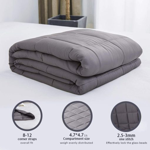 Manta Ponderada Dornroscn con Rayon | 20 lbs-60''x80''- Tamano Queen para Adultos | Manta Pesada Refrigerante Premium con Perlas de Vidrio para Dormilones Calientes y Frios, Gris Oscuro - Imagen 2