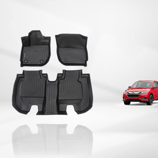 Tapetes de piso a medida KELCSEECS para 2016 2017 2018 2019 2020 2021 2022 Honda HR-V Protector de piso automotriz Honda HRV Accesorios Juego completo de fila delantera y trasera Negro