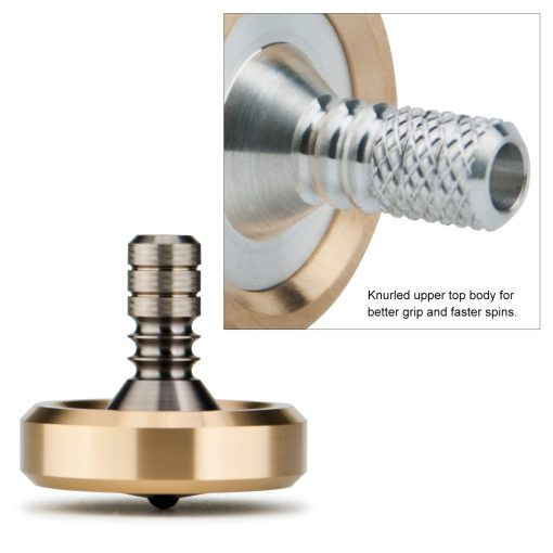 Trompo Premium DjuiinoStar, Collar de Laton con Vastago de Titanio, 8-10 Minutos, Juguete de Escritorio de Precision DST-814R - Imagen 3