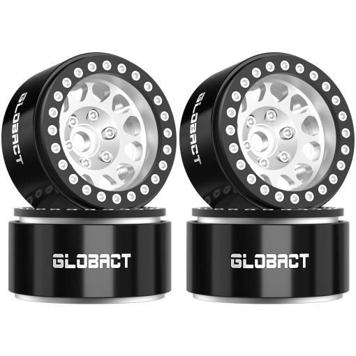 EPINON RC 1.9inch Beadlock Wheels - Offset -10.5mm Aro de Rueda de Aluminio para Coche Crawler 1/10 RC Axial SCX10 UTB10 TRX4 TRX6 Redcat Gen7 Gen8 VS4-10 Accesorios de Actualizacion (4 Unidades Plata)