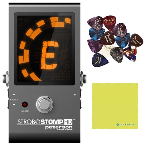 Pedal Peterson Tuners SS-HD StroboStomp Bundle HD para Guitarra & Bajo con 12 Puas y Paño de Pulido de Audio Liquido Estroboscopico Verdadero con Precision de 0.1 Cent