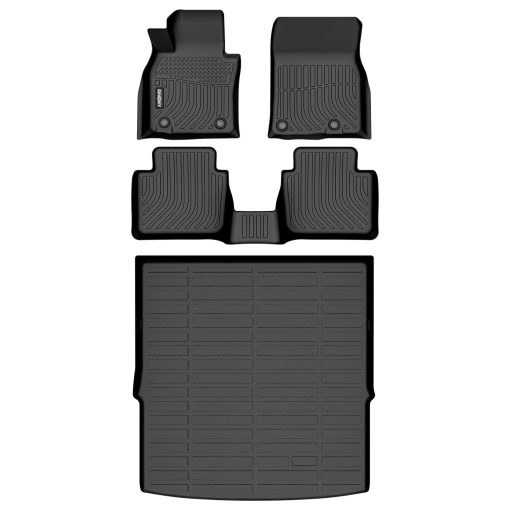 Juego completo de tapetes y protector de maletero GINOWY para Mazda CX-50 2023 2024 | Tapetes para todas las estaciones para Mazda CX50 2024 | Tapetes de coche impermeables de goma TPE para CX50 2023 | Estera de maletero antideslizante Accesorios CX50, Negro