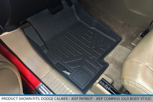 Juego de forros para piso MAXLINER de 2 filas en negro, compatible con Dodge Caliber 2007-2012 / Jeep Patriot/Compass 2007-2017 Estilo de cuerpo antiguo - Imagen 2
