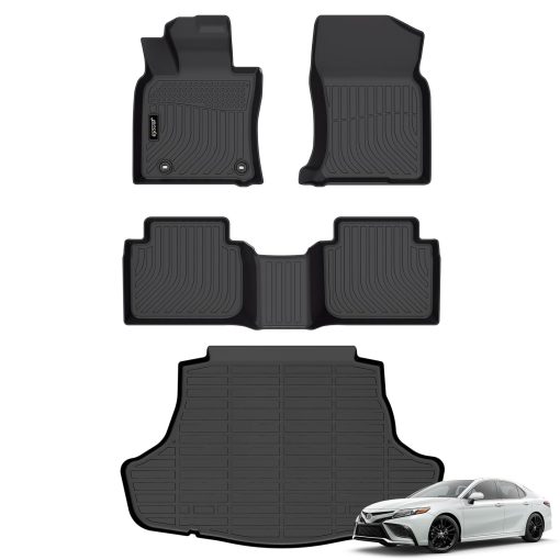 Tapetes para piso y tapete de carga personalizados para Camry AWD 2018-2024 Kit completo de maletero resistente al agua Forro de piso Negro Accesorios