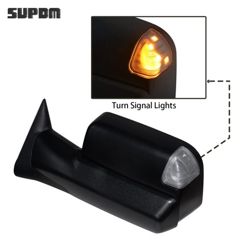 Espejos de Remolque COMPATIBLES con 94-01 Dodge Ram 1500, 94-02 Ram 2500 3500, Espejo Lateral del Camion con Luz de Giro, Potencia con Calefaccion, Carcasa Negra, Conjunto Izquierda + Derecha - Imagen 4