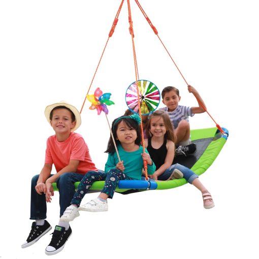 Columpio de plataforma gigante de 60 pulgadas con capacidad de 700 lb para ninos y adultos - Verde Durable Marco de Acero Impermeable Cuerdas Ajustables Facil de Instalar Diversion - Imagen 7