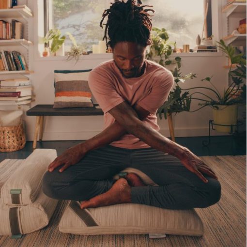 Almohada de Meditacion Cuadrada Organica de Aguacate, Funda de Algodon Organico Certificado GOTS, Relleno Natural de Trigo Sarraceno - Imagen 3
