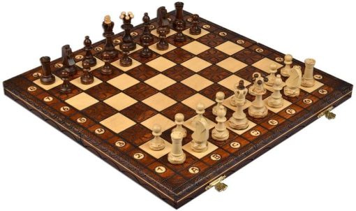 Juego de Ajedrez de Madera Europeo Hecho a Mano con Flores, Tablero de 16 Pulgadas y Piezas de Ajedrez Talladas a Mano - Imagen 3