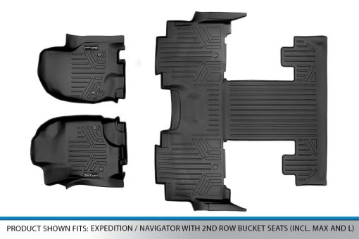 Juego de alfombrillas MAXLINER de 3 filas en negro compatible con Expedition/Navigator 2018-2022 con asientos de segunda fila tipo cubo (Incl. Max y L) - Imagen 5