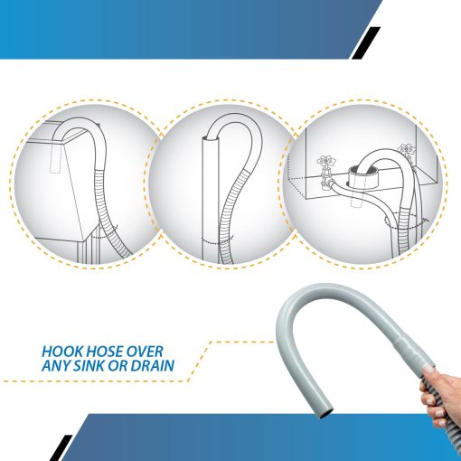 Manguera de drenaje flexible para lavadora de repuesto (6 pies) - Gancho largo - Se adapta a 1", 1 1/8" y 1 1/4" - Imagen 5