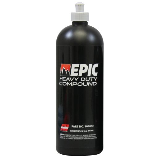 Malco Epic Heavy-Duty Compound - Compuesto para corregir y pulir la pintura de vehiculos / Elimina hasta aranazos de lija P1500 / Brillo profundo como en un salon de exposicion / 32 Oz. (109032)
