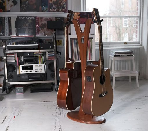 Soporte de guitarra acustica y electrica de madera Ruach GS-1 - Caoba - Imagen 6