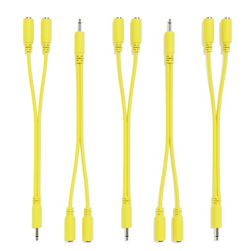ExcelValley - Paquete de 5 - Cable Divisor Mono en Y - TS 3.5mm 1/8" Eurorack Sintetizador [Amarillo] - Imagen 3